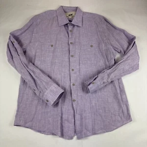 Joseph Abboud Linen Shirt Mens XL Purple Chambray Long Sleeve Button Up Roll Tab - Picture 1 of 5
