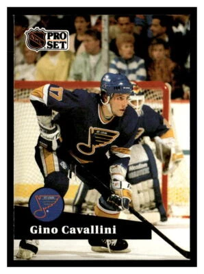 1991 Pro Set  #218 Gino Cavallini - St. Louis Blues - Image 1 of 2