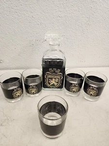 Vintage Lead Crystal/Leather Liquor Decanter & Cups Heidelberg Made in Italy - Picture 1 of 17