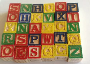 30 Building Wood Blocks Alphabet Numbers Learning Crafts Toy set - Picture 1 of 3
