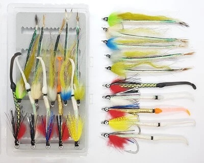 Surtido Waggler Mylar Sandeel Singles & Box Set Pesca con mosca de lubina de agua salada Foto 1 de 2