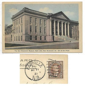 St John NB  New Brunswick Museum postcard  with 1941 Fairville NB Duplex Cancel - Bild 1 von 4