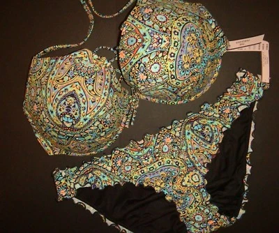 Victoria's Secret BIKINI 32C,34C,34D,34DD,34DDD/36DD Volantes MOSAICO JARDÍN VERDE Foto 1 de 4