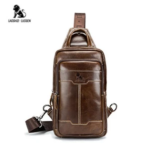 LUOSEN Genuine Leather Chest Bag Men's Crossbody Bag Shoulder Messenger Bag 2019 - Picture 1 of 14