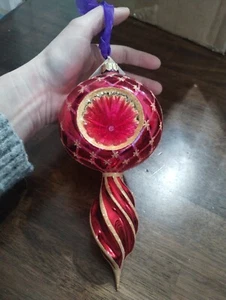 Christopher Radko glass 9" ornament STAR REFLECTION spiral drop #00-343 pink red - Bild 1 von 7