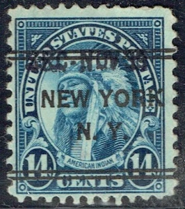1926/31 14c Am Indian DLE precancel f/NEW YORK NY 695-243. Dated SRC NOV 39. - Picture 1 of 1