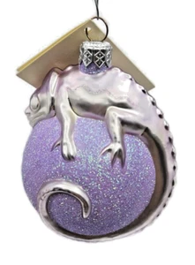 Patricia Breen Chameleon Lavender Blown Glass Christmas Holiday Tree Ornament - Picture 1 of 11
