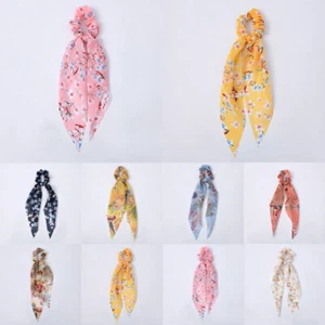 fiocco floreale solido scrunchies fascia per capelli elastico cravatte corda sciarpa accessori - Foto 1 di 22