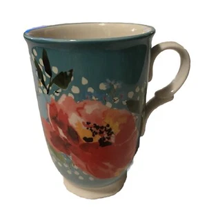 The Pioneer Woman 18 oz Teal Floral "Melody" Stoneware Coffee Tea Mug - Picture 1 of 4