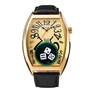 Frank Miura Gold King Macau Gamble Wrist Watch FM12-GDGD Analog Dial Dice Quartz - Picture 1 of 4