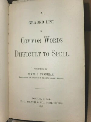 Antique Book - Graded List of Common Words Difficult to Spell by James Penniman - Image 1 of 3