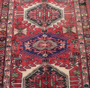 3'5 x 12 Vintage S Antique Heris Hand Knotted Wool Runner Rug Caucasian Carpet - Picture 1 of 12