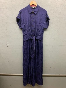 Bucket List Womens Jumpsuit Medium Purple Floral Button Front Tie Waist Wide Leg - Picture 1 of 11