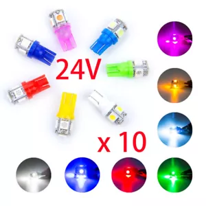 10x DC 24V T10 LED 5SMD W5W Wedge Car SUV Interior Light Bulb 168 192 2825 194 - Picture 1 of 53