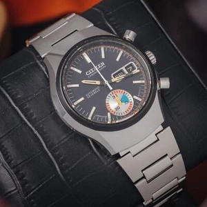 CITIZEN CHRONOGRAPH AUTOMATIC REF. 4-900014TA SERVICED VINTAGE MEN WATCH - Picture 1 of 16