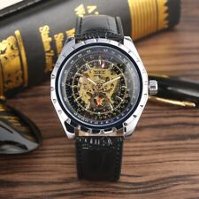 Jaragar Men's Skeleton Automatic Mechanical Watch Leather Band Luxury Wristwatch