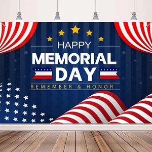 Memorial Day Decorations Backdrop Banner 5X3Ft Remember and Honor Soldier Party - Picture 1 of 12