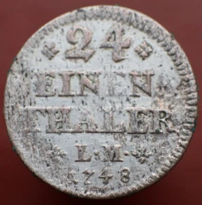 Moneda de plata 1/24 Thaler 1748 EK Braunschweig Karl I - KM #928 - R370 - Imagen 1 de 4