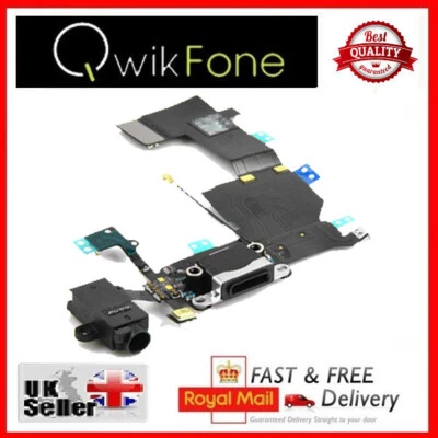 QWIKFONE For Apple iPhone 5C A1456 A1507 A1516 A1529 Black Charging Port Flex Replacement