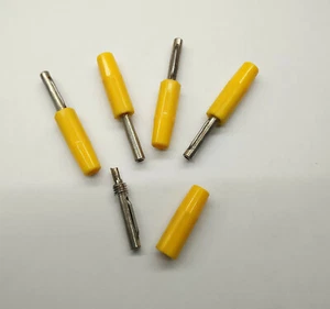 8 Stk. Bananenstecker 4mm lang Korpuslänge 25mm gelb Lötzinn - Bild 1 von 1