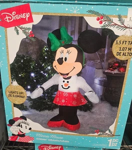 Gemmy 3,5 Fuß groß Disney s Minnie Mouse im Schneemann Pullover Weihnachten aufblasbar - Bild 1 von 2
