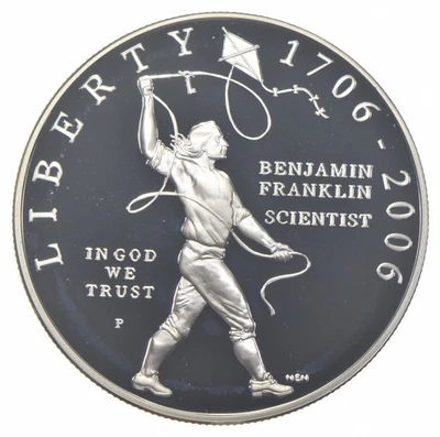 2006-P Proof Ben Franklin Scientist  Commemorative Silver Dollar $1 - Image 1 of 3