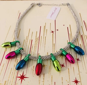 Authentic Betsey Johnson Necklaces - Round Silver Crystal Chain With Lights, NWT - Picture 1 of 12