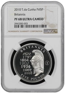 2010 Tristan da Cunha Palladium £5 Britannia NGC PF-68 UCAM - Picture 1 of 4