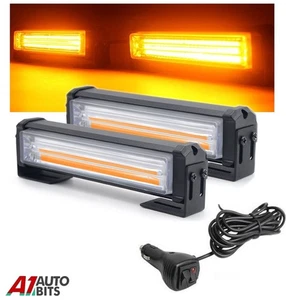 2X 6" 36W Cob Led Emergency Warning Hazard Flash Strobe Beacon Lights Bar Amber - Picture 1 of 9