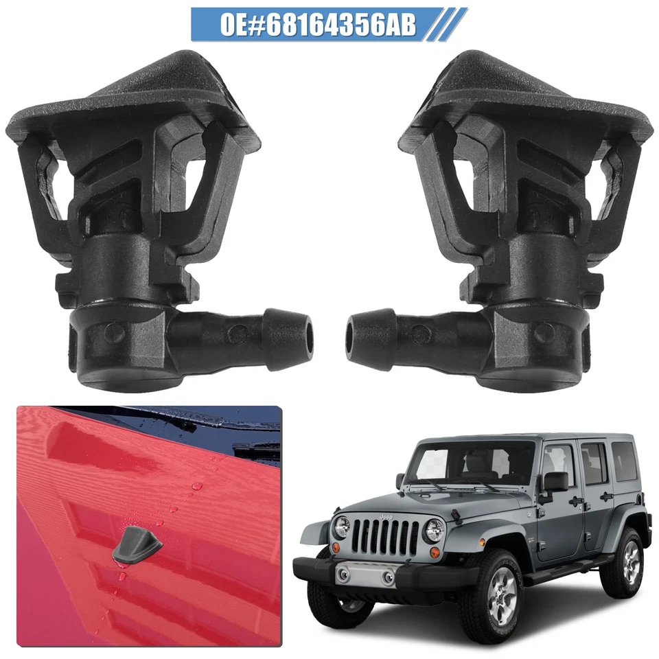 Par de boquillas pulverizadoras limpiaparabrisas delantero para Jeep Wrangler JK 2013-2017 Foto 1 de 4