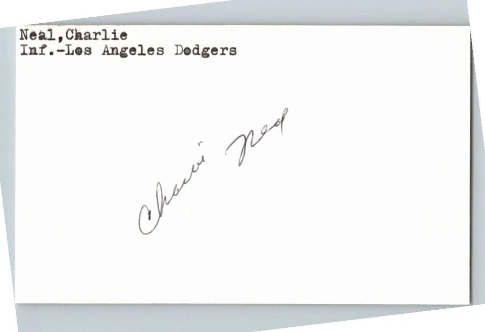 -Charlie Neal- (d.1996) Signed/Autograph/Auto Index Card Brooklyn Dodgers MLB - Image 1 of 1