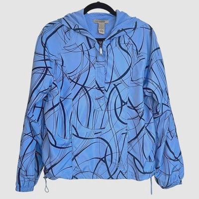 Chaqueta cortavientos Oleg Cassini Sport talla M azul con capucha golf pickleball  Foto 1 de 4