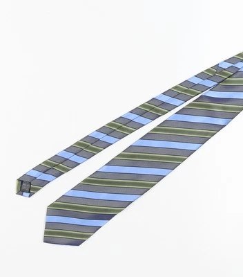 Corbata de seda a rayas azul verde Marks and Spencer para hombre Foto 1 de 4