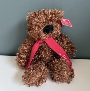 NWT Animal Adventure TEDDY BEAR Curly Brown 14" Red Scarf plush T73 - Picture 1 of 8