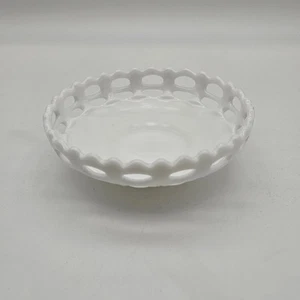 "Cesta abierta de colección de 5 1/2"" tejido borde festoneado vidrio de leche caramelo joyería plato tazón" - Imagen 1 de 21