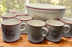 Vintage Tom & Jerry Punch Bowl and 8 Cups (Edwin M Knowles) Set - Picture 1 of 4