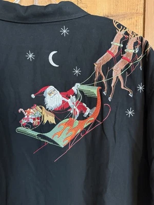 Рубашка Tori Richard Santa 3XL шелковая вышитая рождественский северный олень гавайская - Изображение 1 из 4