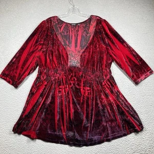Apt 9 Top Women’s Plus 3X Red Velvet Babydoll Evening Romantic Comfort Stretch - Picture 1 of 16