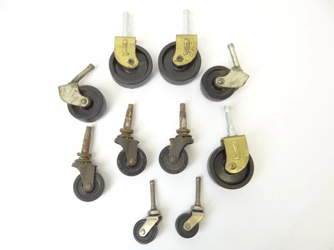 Mixed Vintage Lot Used Black Rubber Wheel Casters Wheels Parts Hardware Old Cover