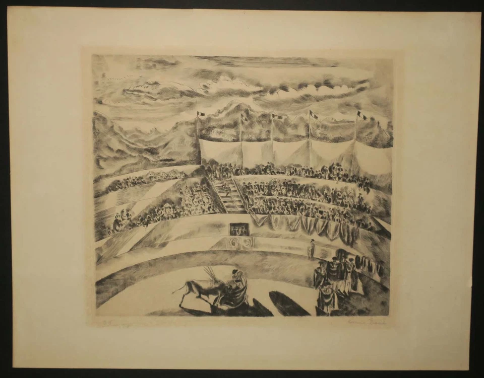 TAUROMACHIE "La Corrida". Gravure originale par Hermine DAVID signée & numérotée - Photo 1/1