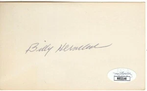 Billy Herman Signed Autographed 3X5 Index Card Dodgers Cubs JSA RR32146 - Picture 1 of 2
