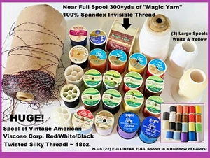 Vtg Thread Lot~HUGE! Spool American Viscose Twisted Ply,Woolly Lock,Magic Yarn++ - Picture 1 of 16