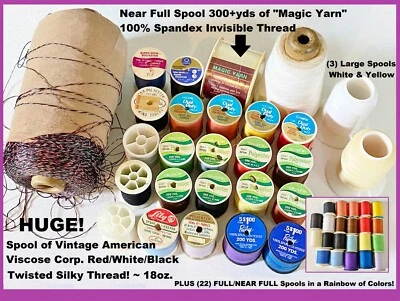 Vtg Thread Lot~HUGE! Spool American Viscose Twisted Ply,Woolly Lock,Magic Yarn++ - Image 1 of 4