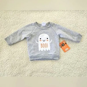 Felpa fantasma Baby by bon bebe bambino "boo" grigio e bianco taglia 3-6mos - Foto 1 di 6