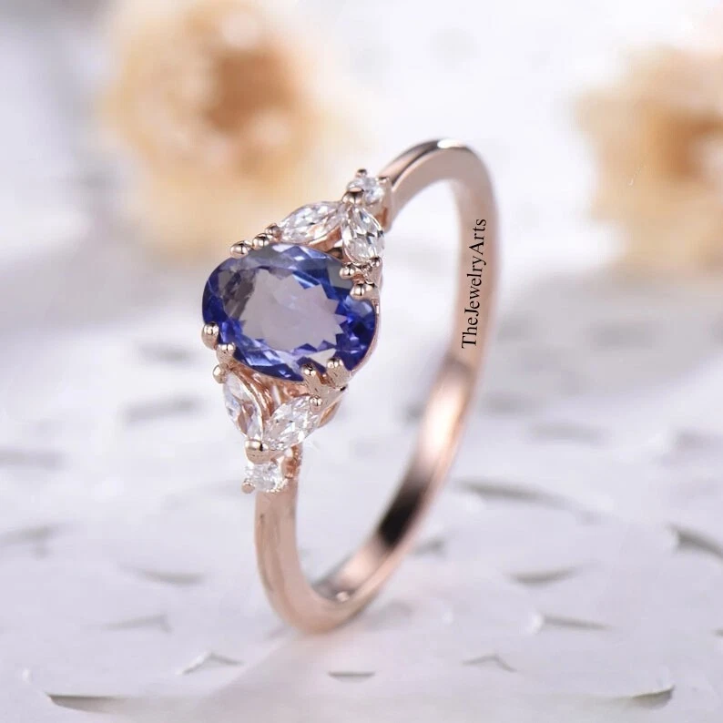 Tanzanite Wedding Ring Natural Blue Tanzanite AAA + Quality Ring, Women Ring - Image 1 of 4