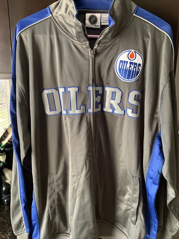 NHL Official Edmonton Oilers Hockey Warm Up Full Zip Thick Jacket XXL New W Tags Cover