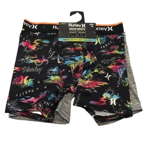 Hurley Boys Large 14-16 Boxer Briefs Tropical Island Gray Set of 2 - Picture 1 of 3