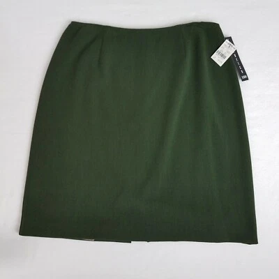 Falda lápiz B. Moss Tailor elástica oliva semi plisada pequeña abertura para mujer talla 8 Foto 1 de 4