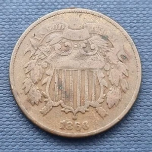 1866 Two Cent Piece 2c Better Grade VF - XF #49586 - Picture 1 of 2