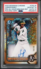 2022 Bowman Chrome Junior Perez CPA-JP Gold Mini Diamond Refractor Auto PSA 10
